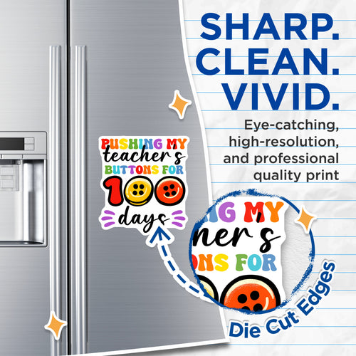 (2 Pack) 100th Day Teacher Magnets - School Humor Buttons - Groovy Educator Appreciation Item - 5 Inches On Longest Side - Thick Durable Magnet - Made in USA - MAG39206