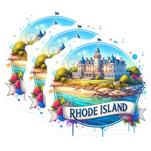 (3 Pack) Rhode Island Decals - Vacation Destination Sticker - Travel Souvenir Decals- 3 Inches On Longest Side - Easy Peel & Apply - Made in USA - 3MCS5546