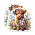 (2 Pack) Cute Highland Cow Magnets - Whimsical Baby Calf Decor - Floral Farmhouse Refrigerator Art - 5 Inches On Longest Side - Thick Durable Magnet - Made in USA - MAG39605