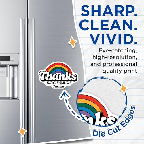 (2 Pack) Thanks for The Childhood Trauma Magnets - Funny Quote - Rainbow - 5" On Longest Side - for Cars, Fridges, Toolboxes - Made in USA - MAG5604