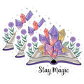 (3 Pack) Stay Magic Decals - Crystals and Book - Magical Laptop Decal- 3 Inches On Longest Side - Easy Peel & Apply - Made in USA - 3MCS5238