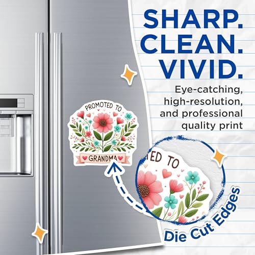 (2 Pack) Promoted to Grandma Magnets - Floral Design - Grandma's Kitchen Decor - 5" On Longest Side - for Cars, Fridges, Toolboxes - Made in USA - MAG6866