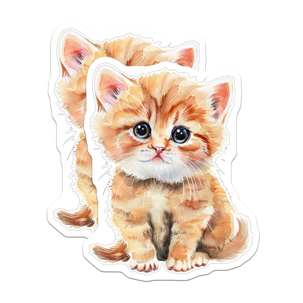 (2 Pack) Cute Kitten Magnets - Watercolor Cat Art - Fridge Decor Feline Lover - 5 Inches On Longest Side - Thick Durable Magnet - Made in USA - MAG39901