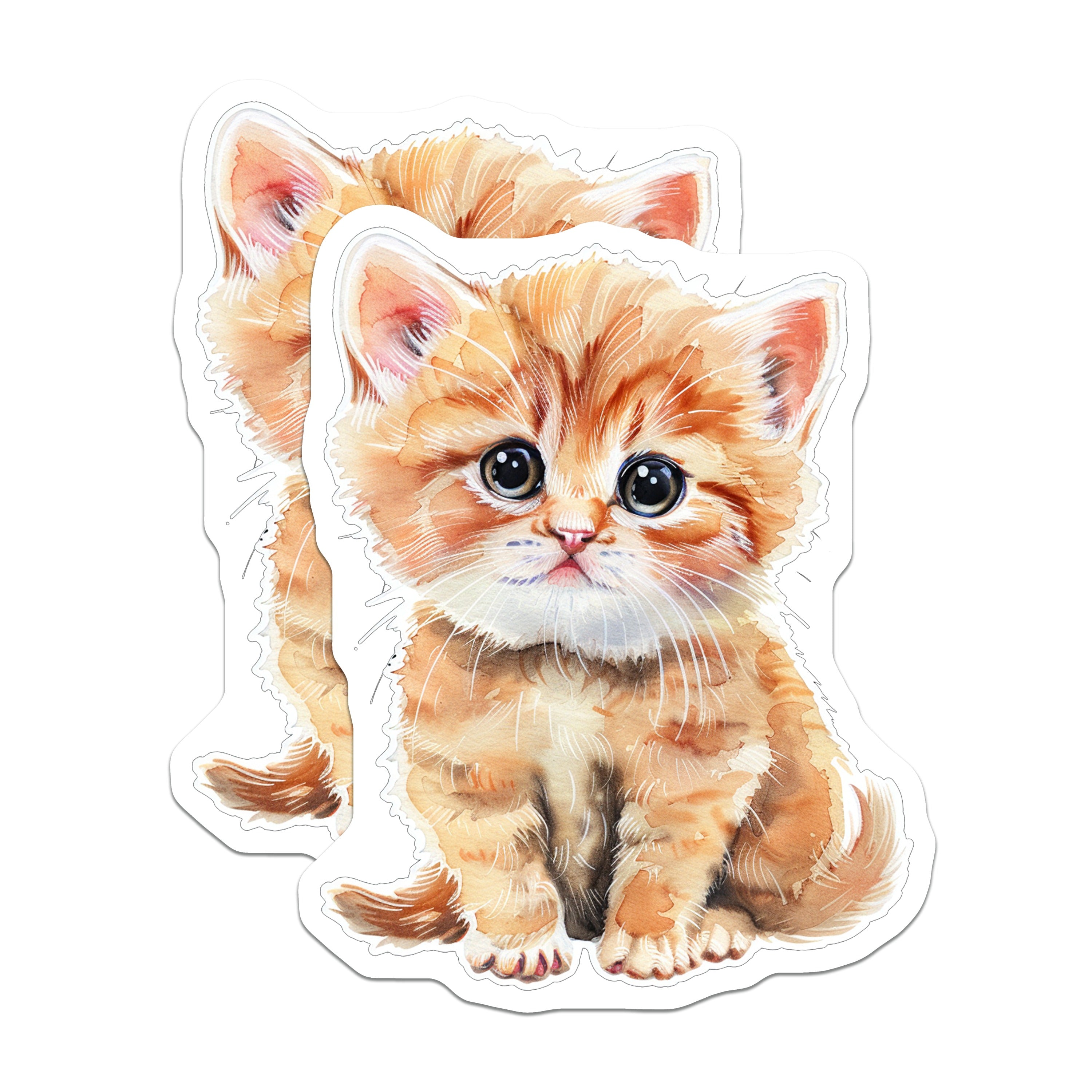 (2 Pack) Cute Kitten Magnets - Watercolor Cat Art - Fridge Decor Feline Lover - 5 Inches On Longest Side - Thick Durable Magnet - Made in USA - MAG39901