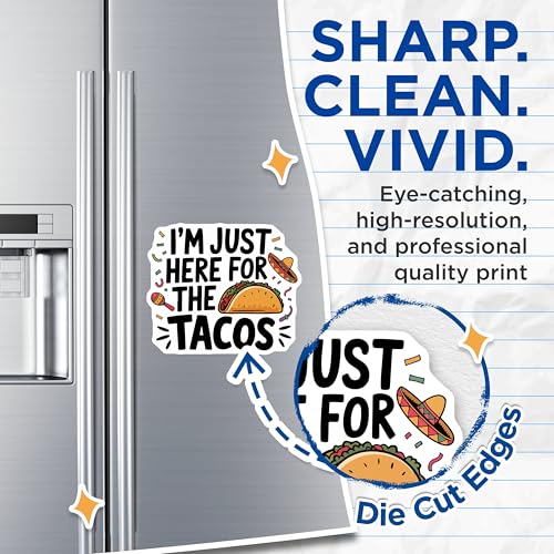 (2 Pack) I'm Just Here for The Tacos Magnets - Taco Lover Kitchen Decor - Cinco de Mayo Celebration - 5" On Longest Side - for Cars, Fridges, Toolboxes - Made in USA - MAG5635