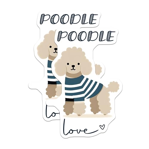 (2 Pack) Poodle Love Stickers - Cute Dog Sticker - Animal Lover Sticker - 5" On Longest Side - Sticks to Smooth Flat Surfaces - Made in USA - BMCS7307