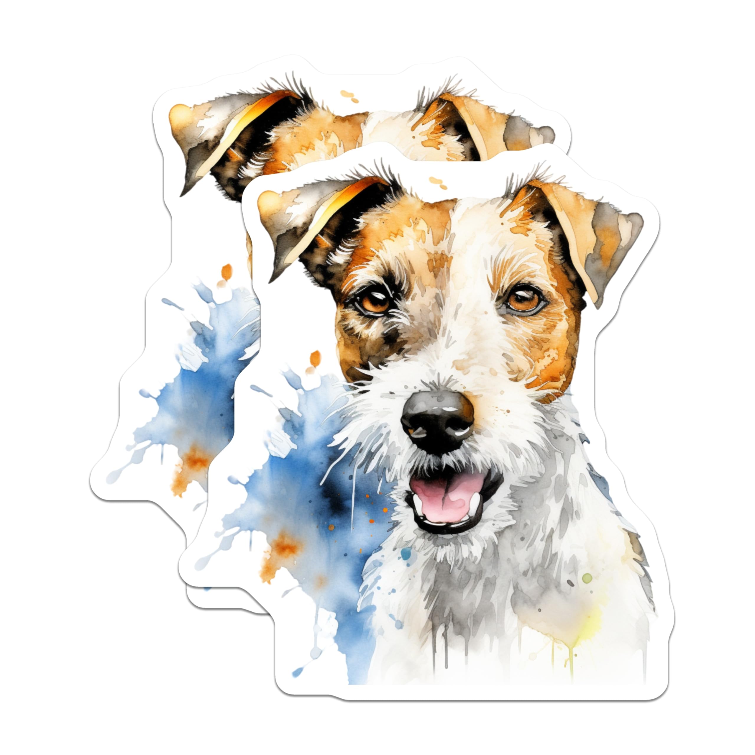 (2 Pack) Jack Russell Terrier Magnets - Watercolor Dog Art - Pet Lover Fridge Decor - 5 Inches On Longest Side - Thick Durable Magnet - Made in USA - MAG28492