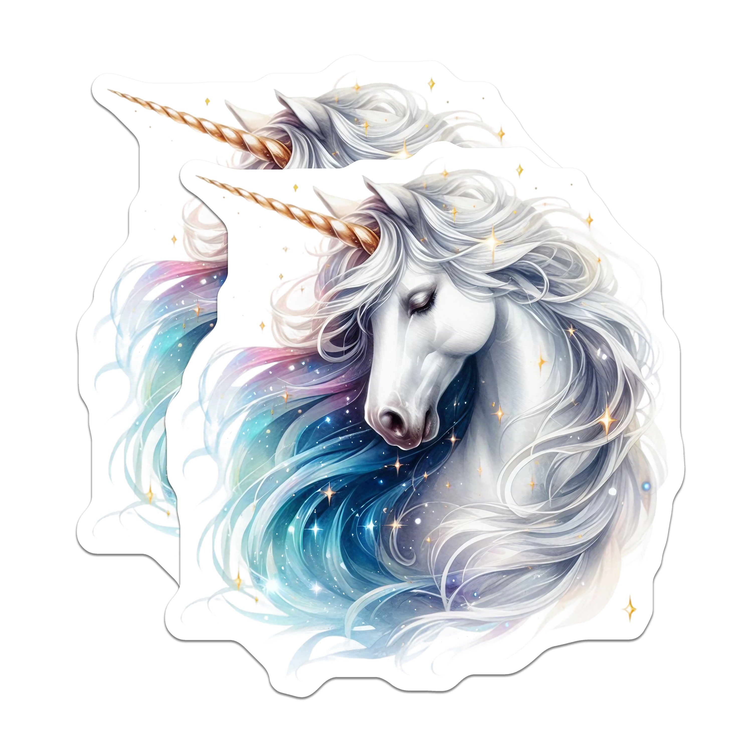 (2 Pack) Magical Unicorn Magnets - Fantasy Fridge Decor - Dreamy Celestial Artwork - Rainbow Mane Locker Accent - White Horse Horn - 5" - Thick Durable Magnet - Made in USA - MAG39200