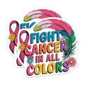 (2 Pack) Fight Cancer in All Colors Stickers - Cancer Awareness - Motivational Decals - 5" On Longest Side - Sticks to Smooth Flat Surfaces - Made in USA - BMCS8747
