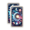 (2 Pack) Cosmic Moon Star Stickers - Celestial Planets Space Decor - Mystical Tarot Galaxy Universe Artwork - 5" On Longest Side - Sticks to Smooth Flat Surfaces - Made in USA - BMCS21133