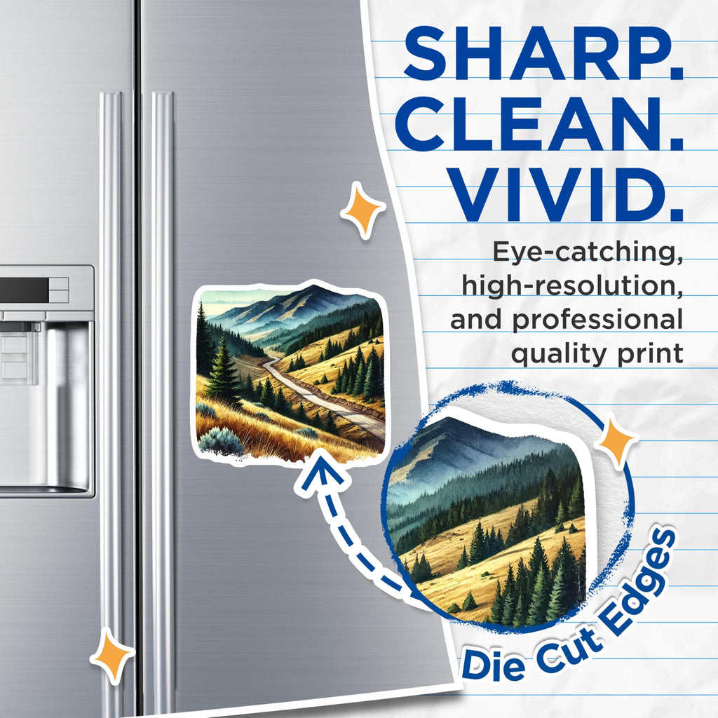 (2 Pack) Mountain Road Magnets - Landscape Decor - Scenic Route Fridge Accessories - 5" On Longest Side - Premium Magnet - for Cars, Refrigerators, Toolboxes, Lockers - Made in USA - MAG18902