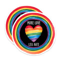 (2 Pack) Pride Love Magnets - More Love Less Hate - Rainbow Heart Ally Refrigerator Locker Decor - 5 Inches On Longest Side - Thick Durable Magnet - Made in USA - MAG38262