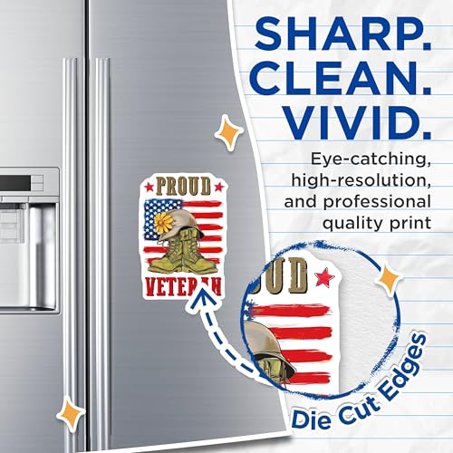 (2 Pack) Proud Veteran Magnets Magnets - Patriotic Military Decor - Veterans Day Celebration - 5" On Longest Side - Made in USA - Sticks to Refrigerators & Metal Surfaces - MAG8358