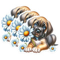 (3 Pack) Cute Puppy Decals - Dog with Daisy - Laptop Decal - 3 Inches On Longest Side - Easy Peel & Apply - Made in USA - 3MCS8335
