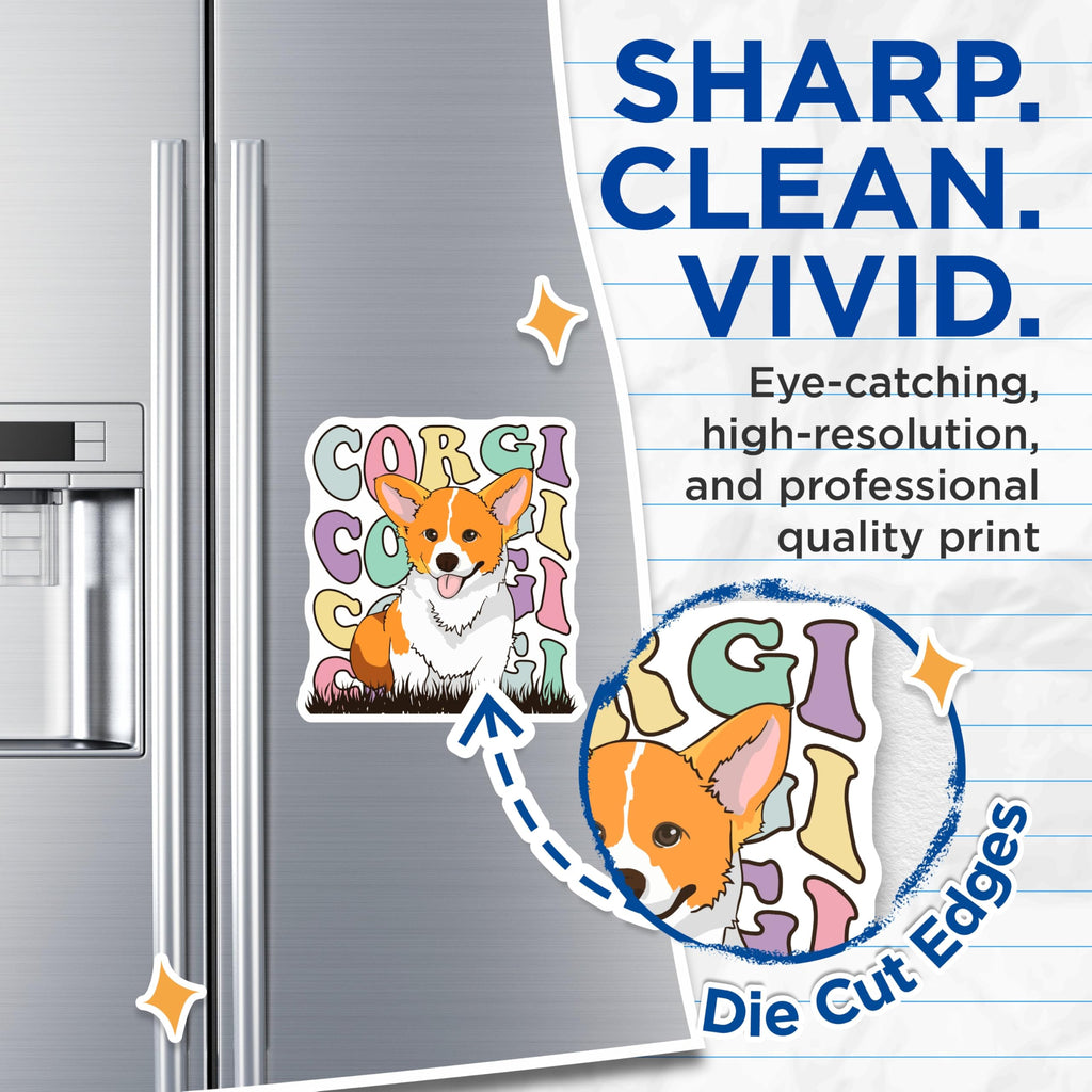 (2 Pack) Corgi Dog Magnets - Cute Puppy Decor - Refrigerator Magnets - 5" On Longest Side - Premium Magnet - for Cars, Refrigerators, Toolboxes, Lockers - Made in USA - MAG18169