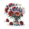 (2 Pack) Patriotic Flower Magnets - American Flag Flair - Summer Home Decoration - 5" On Longest Side - Premium Magnet - for Cars, Refrigerators, Toolboxes, Lockers - Made in USA - MAG14362