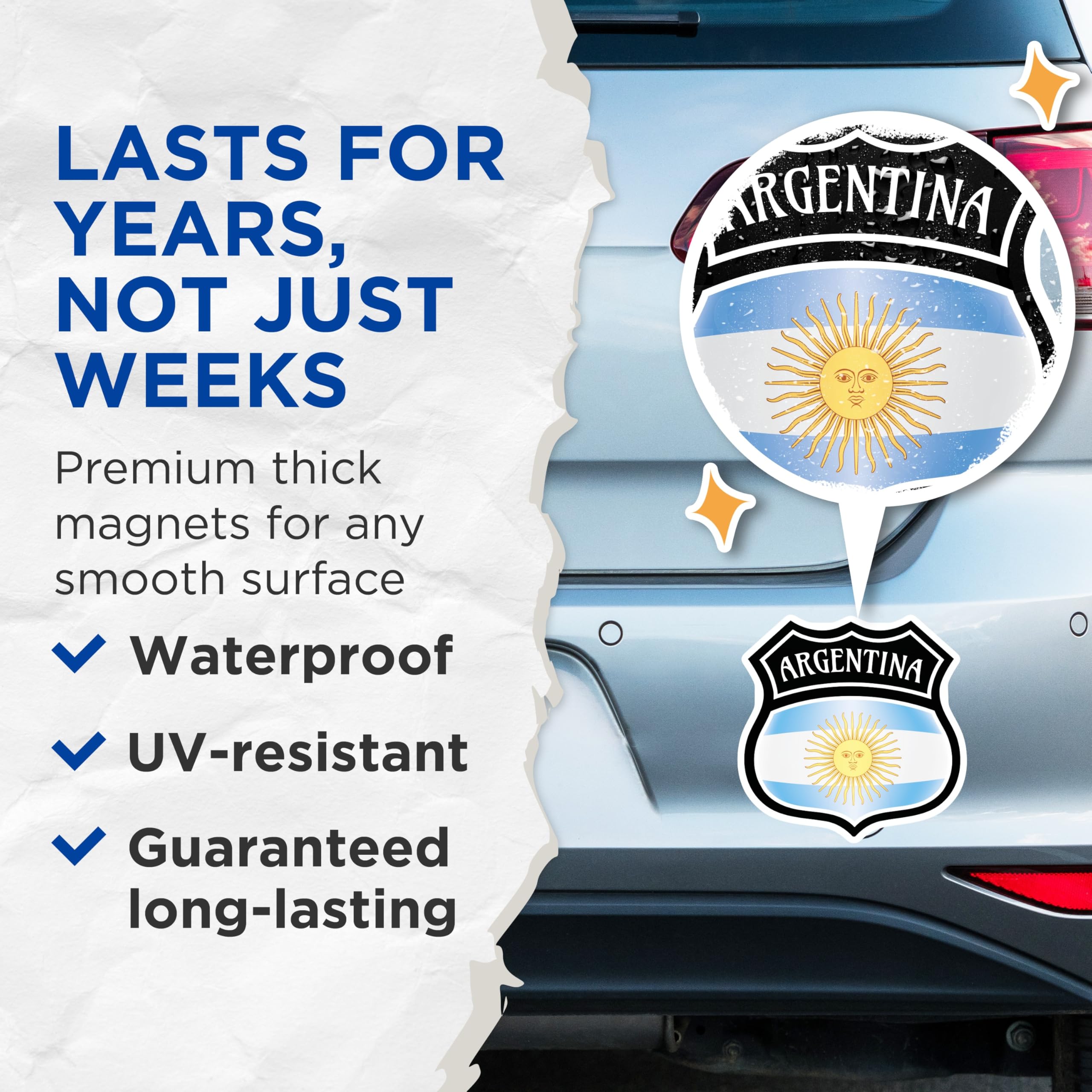 (2 Pack) Argentina Flag Magnets - Argentine Souvenir - Fridge Magnets - 5" On Longest Side - Premium Magnet - for Cars, Refrigerators, Toolboxes, Lockers - Made in USA - MAG18346