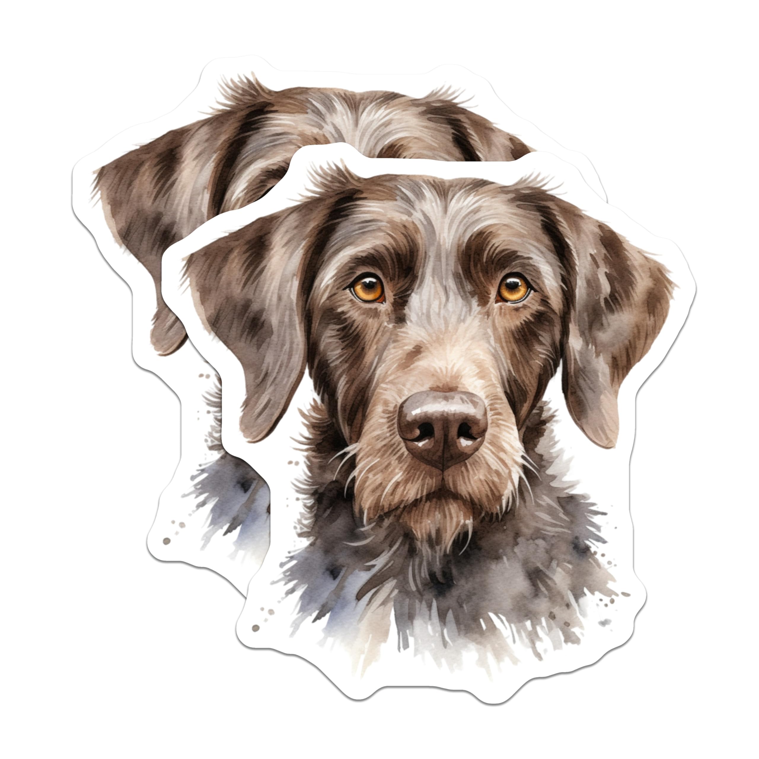 (2 Pack) German Wirehaired Pointer Magnets - Watercolor Dog Art - Hunting Dog Lover Decor - 5 Inches On Longest Side - Thick Durable Magnet - Made in USA - MAG29582