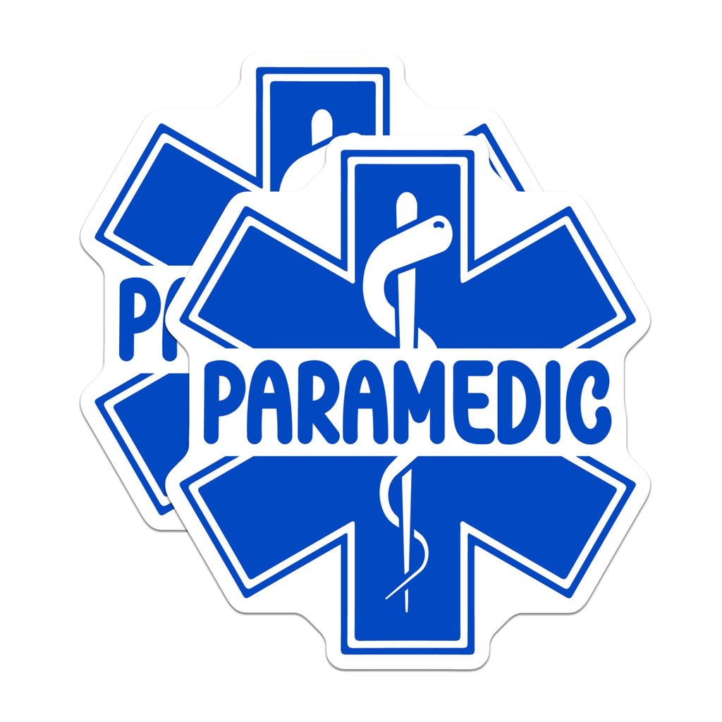(2 Pack) Paramedic Stickers - Emergency Medical Services - EMT First Responder Vinyl - Ambulance Paramedic - 5" On Longest Side - Sticks to Smooth Flat Surfaces - Made in USA - BMCS5237