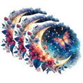 (3 Pack) Butterfly Moon Decals - Floral Celestial Stickers - Boho Laptop Art - 3 Inches On Longest Side - Easy Peel & Apply - Made in USA - 3MCS1171