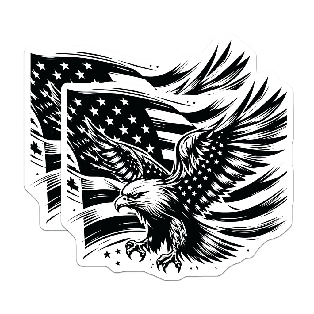 (2 Pack) Eagle Flag Magnets - Patriotic Emblem - American Pride - 5" On Longest Side - Premium Magnet - for Cars, Refrigerators, Toolboxes, Lockers - Made in USA - MAG16876