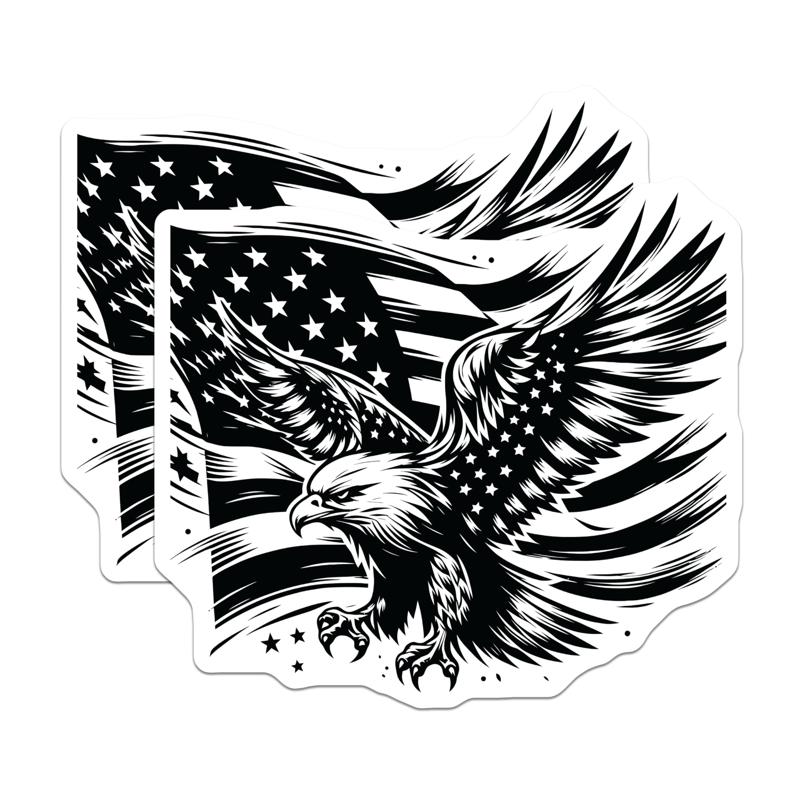 (2 Pack) Eagle Flag Magnets - Patriotic Emblem - American Pride - 5" On Longest Side - Premium Magnet - for Cars, Refrigerators, Toolboxes, Lockers - Made in USA - MAG16876