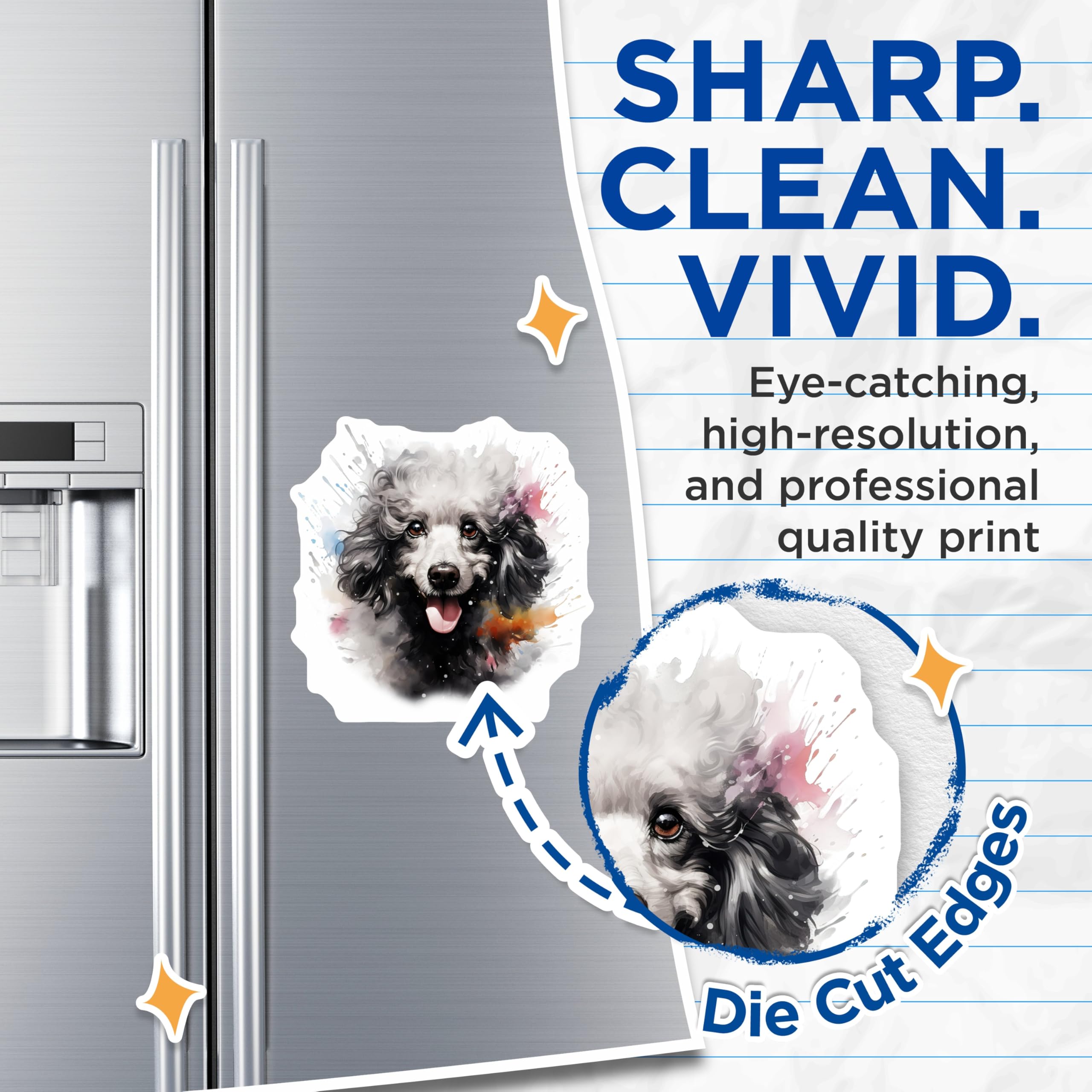 (2 Pack) Poodle Dog Magnets - Watercolor Poodle Art - Dog Mom Decor - 5 Inches On Longest Side - Thick Durable Magnet - Made in USA - MAG29285