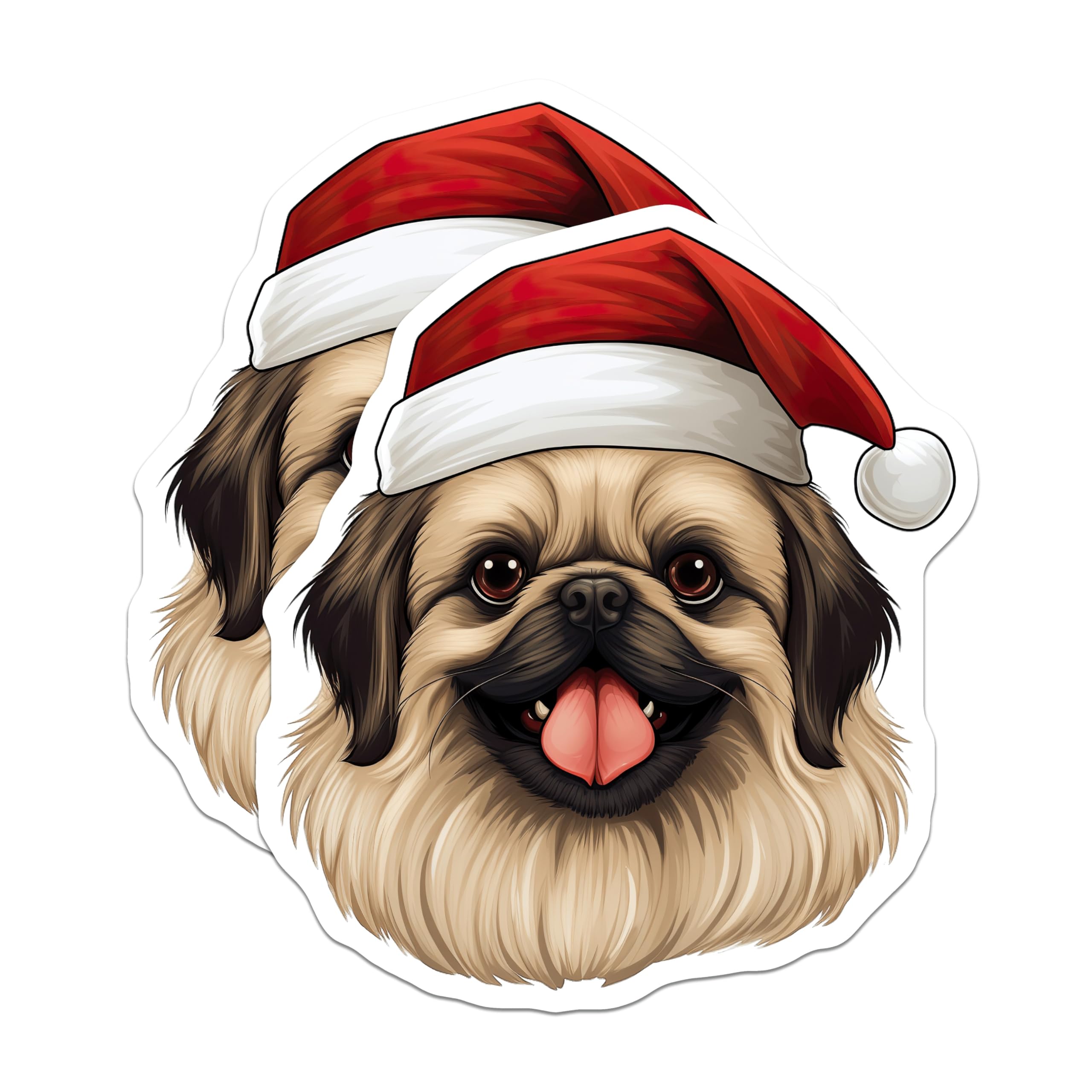 (2 Pack) Pekingese Christmas Magnets - Santa Dog Holiday Decor - Dog Lover Refrigerator Items - 5 Inches On Longest Side - Thick Durable Magnet - Made in USA - MAG27313