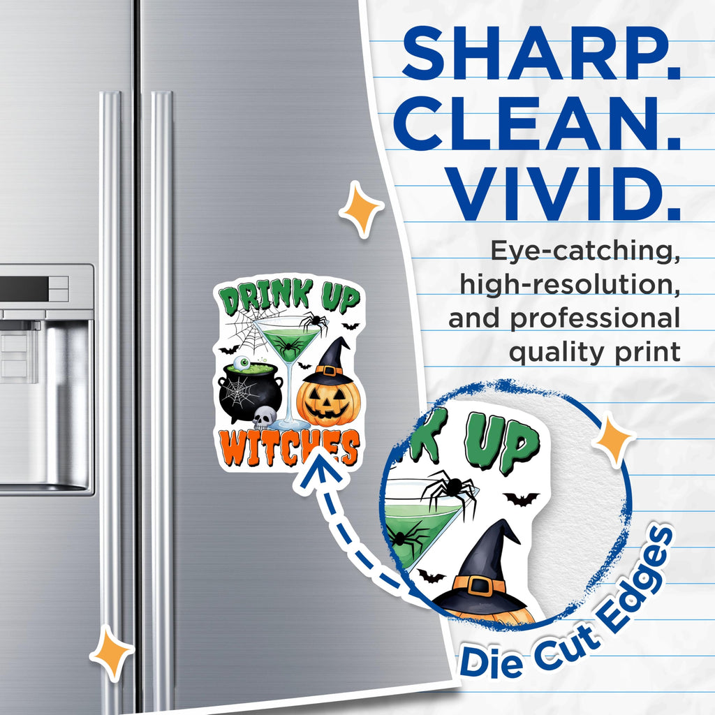 (2 Pack) Halloween Magnets - Drink Up Witches - Spooky Halloween Decor Magnet- 5" On Longest Side - Sticks to Smooth Flat Surfaces - Made in USA - MAG11899