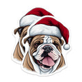 (2 Pack) Bulldog Santa Hat Magnets - Christmas Dog Decor - Holiday Animal Lover - 5 Inches On Longest Side - Thick Durable Magnet - Made in USA - MAG24666