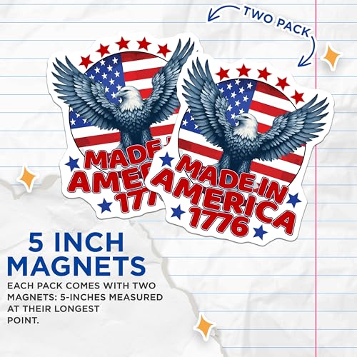 (2 Pack) Made in America 1776 Magnets - 5" On Longest Side - for Cars, Fridges, Toolboxes - Made in USA - MAG7398