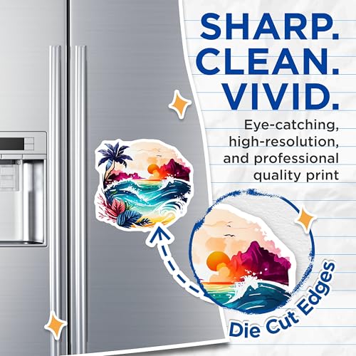 (2 Pack) Beach Sunset Wave Magnets Magnets - Tropical Ocean View - Summer Coastal Scene - 5" On Longest Side - Made in USA - Sticks to Refrigerators & Metal Surfaces - MAG9270