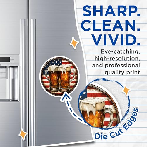 (2 Pack) Patriotic Fridge Accessory Magnet - Beer Lovers Decor - Kitchen - 5" On Longest Side - Sticks to Smooth Flat Surfaces - Made in USA - MAG9434