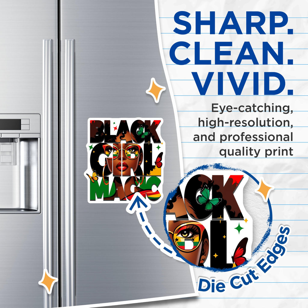 (2 Pack) Black Girl Magic Magnets - 5" On Longest Side - for Cars, Fridges, Toolboxes - Made in USA - MAG7360