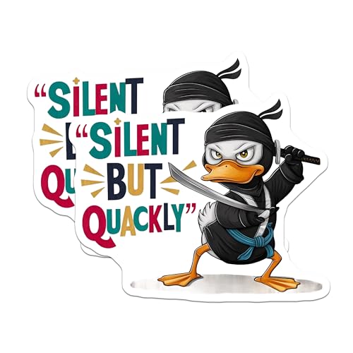 (2 Pack) Silent But Quackly Magnets Magnets - Ninja Duck - Funny Refrigerator Decor - 5" On Longest Side - Made in USA - Sticks to Refrigerators & Metal Surfaces - MAG8478