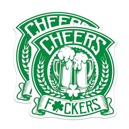 (2 Pack) Cheers Magnets - Fun Statement Magnets - Retro Beer Magnets for Home Decor - 5" On Longest Side - for Cars, Refrigerators, Toolboxes, Lockers - Made in USA BMCS3437