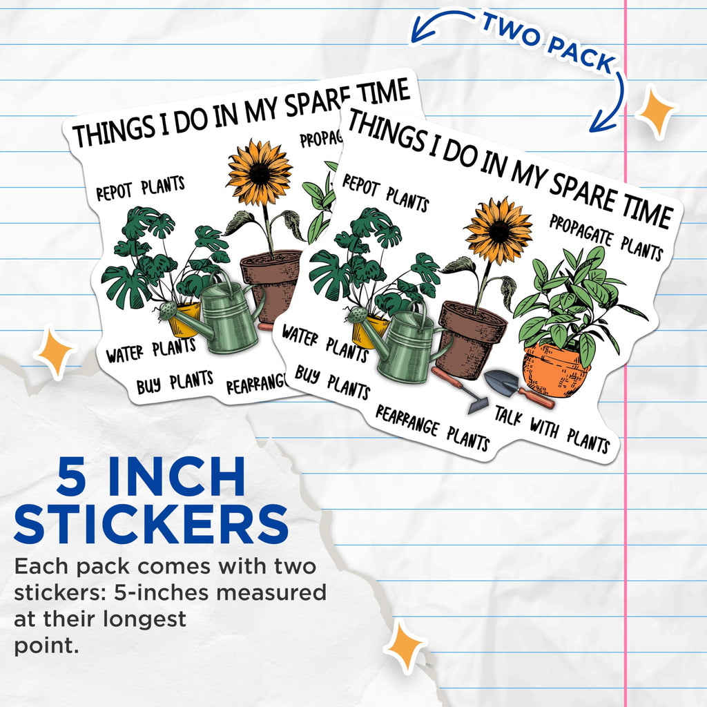 (2 Pack) Funny Gardening Stickers - Horticulture Enthusiast - Plant Lover Decal Set - 5" On Longest Side - Sticks to Smooth Flat Surfaces - Made in USA - BMCS4179