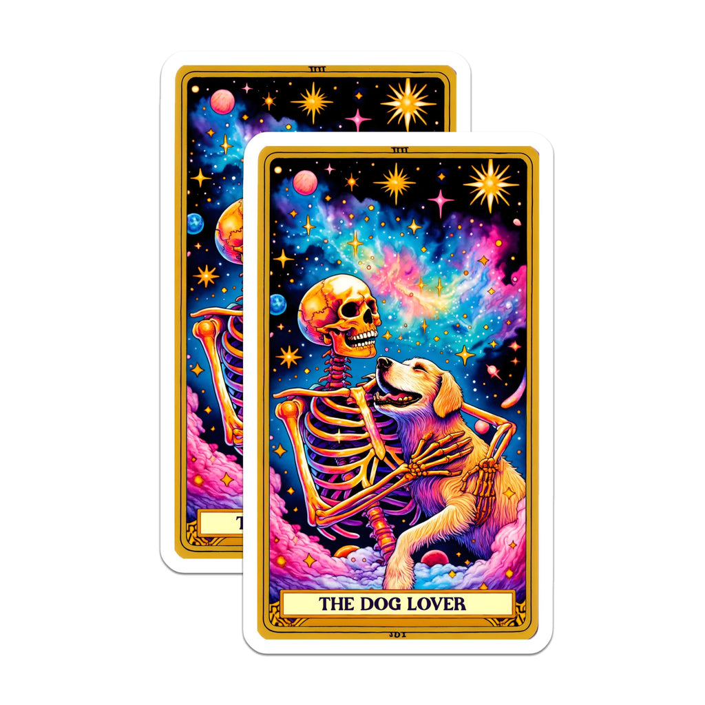 (2 Pack) Dog Lover Skeleton Magnets - Celestial Dog Mom Dad - Whimsical Goth Pet Fridge - 5 Inches On Longest Side - Thick Durable Magnet - Made in USA - MAG25584