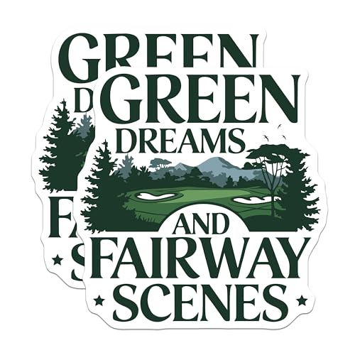 (2 Pack) Green Dreams Stickers - Fairway Scenes Stickers - Golf Course Stickers - 5" On Longest Side - Sticks to Smooth Flat Surfaces - Made in USA - BMCS4208