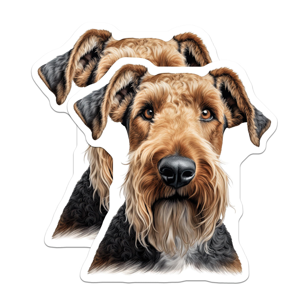 (2 Pack) Airedale Terrier Magnets - Dog Breed Art - Pet Lover Decor - Airedale Dog Mom Dad - Canine Enthusiast Refrigerator - 5 Inches On Longest Side - Thick Durable Magnet - Made in USA - MAG25856