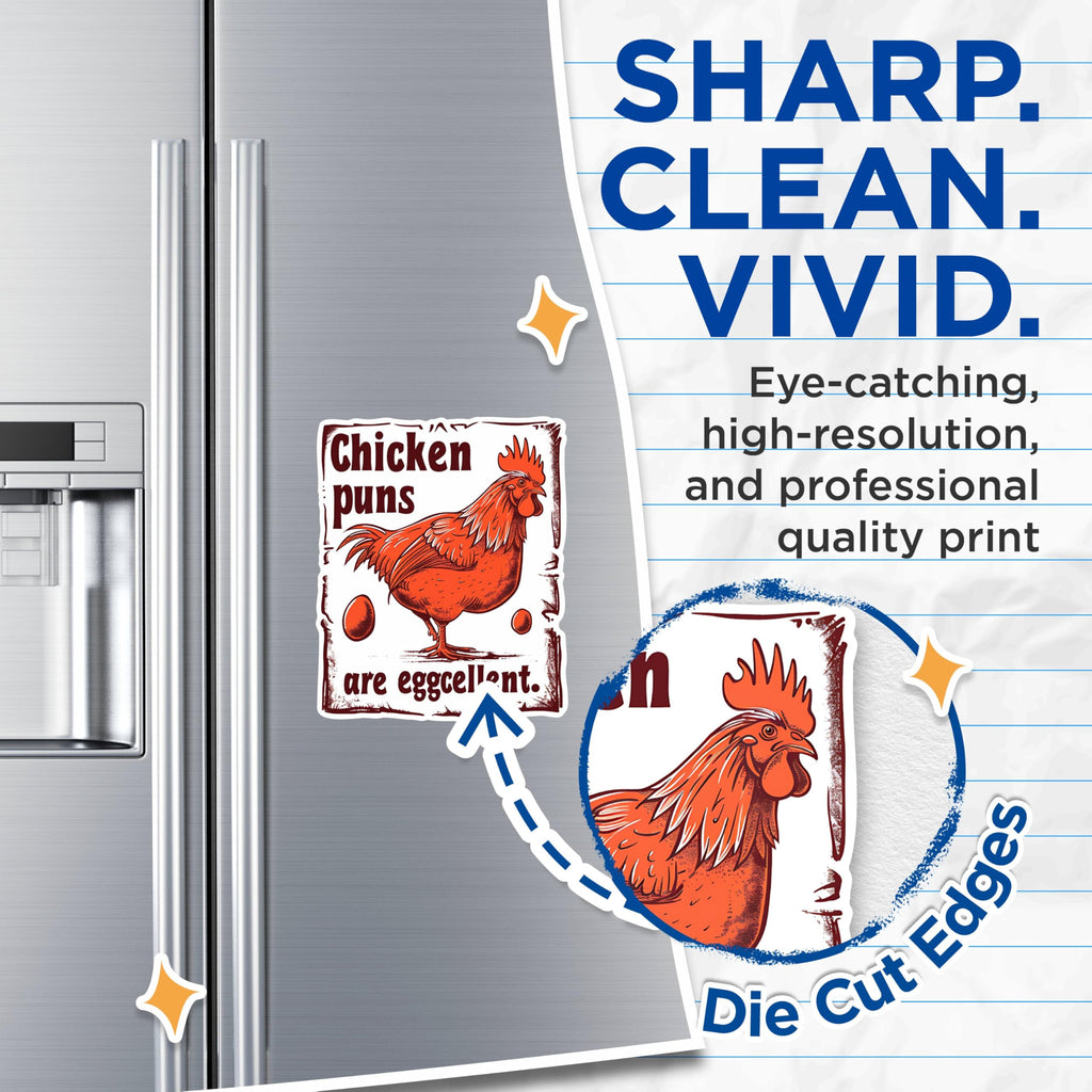 (2 Pack) Chicken Puns Magnets - Funny Animal Magnets - Kitchen Refrigerator Decor Magnets - Farmhouse Magnets for Fridge- 5" On Longest Side - for Fridges, Toolboxes, Cars - Made in USA - MAG2591