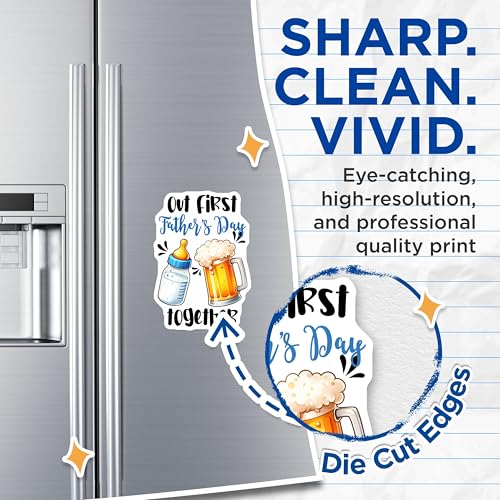 (2 Pack) Out First Father's Day Together Magnets - Dad's Day Celebration - Fun and Unique Decoration - 5" On Longest Side - for Cars, Fridges, Toolboxes - Made in USA - MAG7497