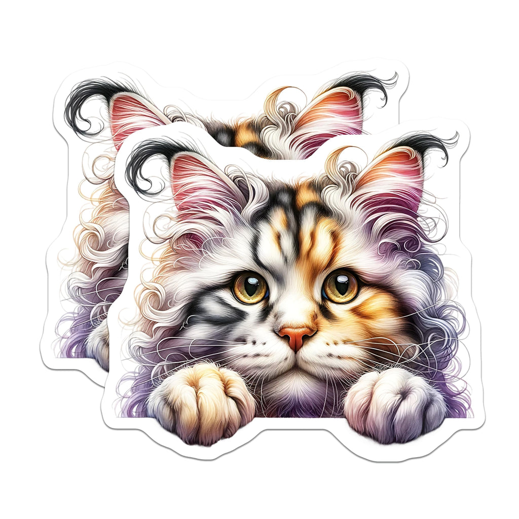 (2 Pack) Fluffy Cat Magnets - Cute Kitten Decor - Fridge Magnets Set - 5" On Longest Side - Premium Magnet - for Cars, Refrigerators, Toolboxes, Lockers - Made in USA - MAG14054