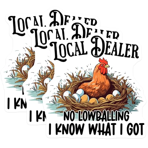 (3 Pack) Chicken Decals - Funny Chicken Quotes - Chicken Eggs Decor - 3 Inches On Longest Side - Easy Peel & Apply - Made in USA - 3MCS8715