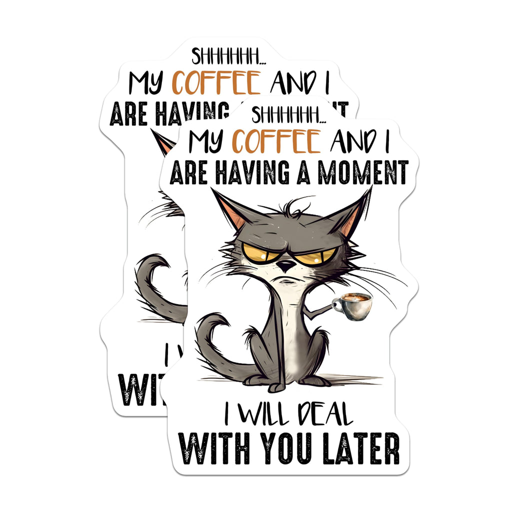 (2 Pack) Shhhhh My Coffee and I are Having A Moment Magnets - Unique Kitchen Fridge Decor - 5" On Longest Side - for Cars, Fridges, Toolboxes - Made in USA - MAG7740