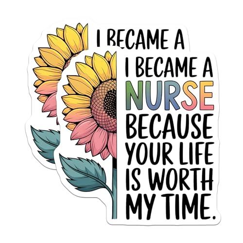 (2 Pack) Nurse Life Worth My Time Magnets - Colorful Sunflower Design - Inspirational Nurse Quote - 5" On Longest Side - for Cars, Fridges, Toolboxes - Made in USA - MAG7107