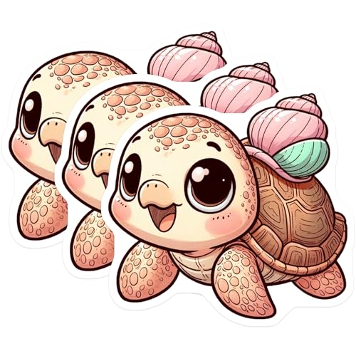 (3 Pack) Sea Turtle Decals - Cartoon Turtle - Baby Turtle Stickers - 3 Inches On Longest Side - Easy Peel & Apply - Made in USA - 3MCS0089
