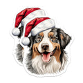 (2 Pack) Australian Shepherd Christmas Magnets - Santa Hat Dog Decor - Holiday Pet Refrigerator Accent - 5 Inches On Longest Side - Thick Durable Magnet - Made in USA - MAG25877