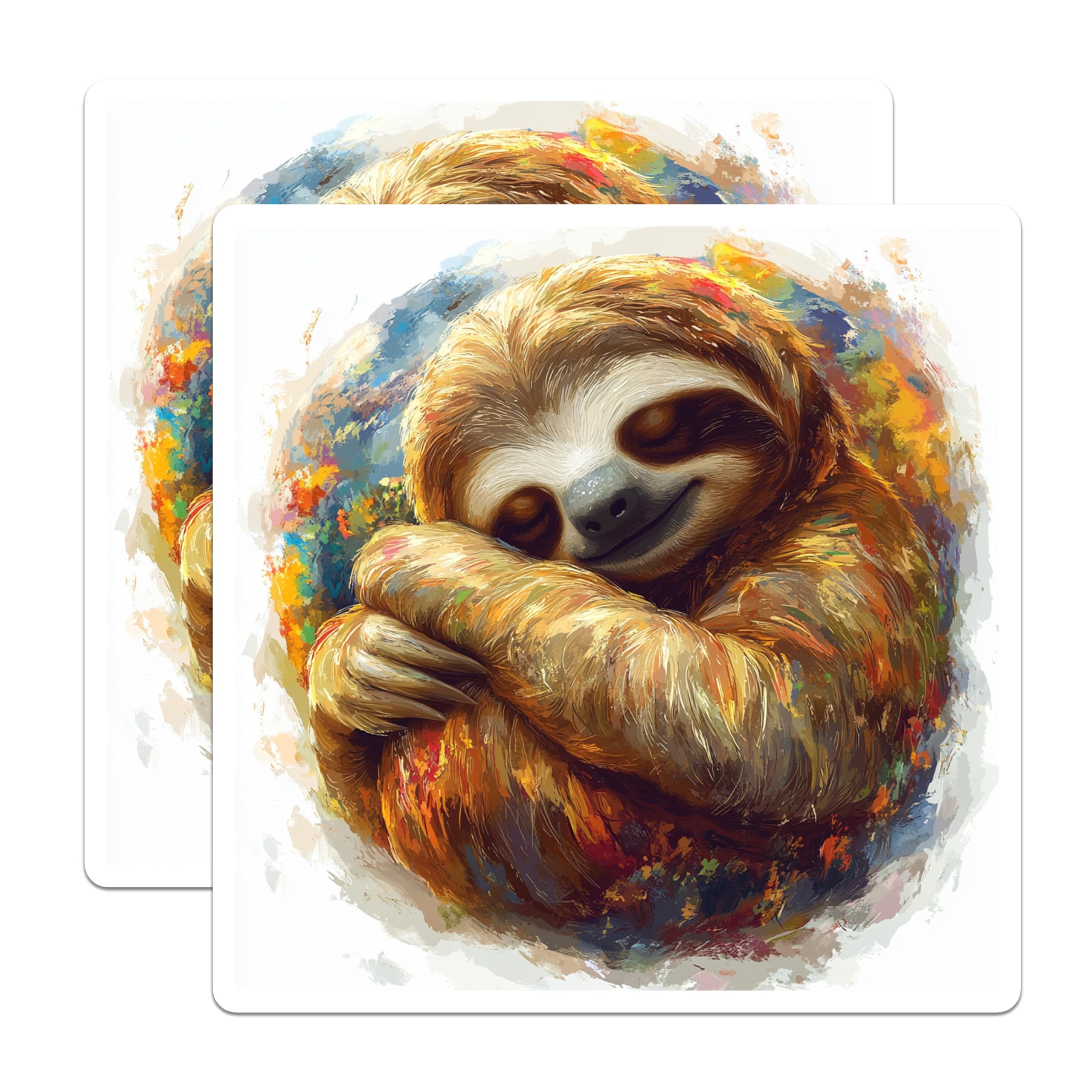 (2 Pack) Sloth Magnets - Artistic Animal Decor - Cozy Sloth Lover Accessory for Fridge - 5 Inches On Longest Side - Thick Durable Magnet - Made in USA - MAG27434