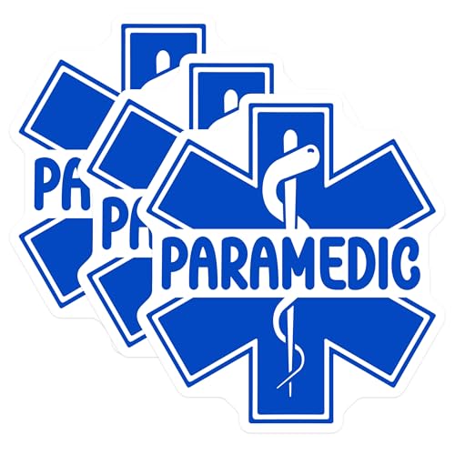 (3 Pack) Paramedic Decals - Medical Symbol Decals - EMT Car Decals - 3 Inches On Longest Side - Easy Peel & Apply - Made in USA - 3MCS4005